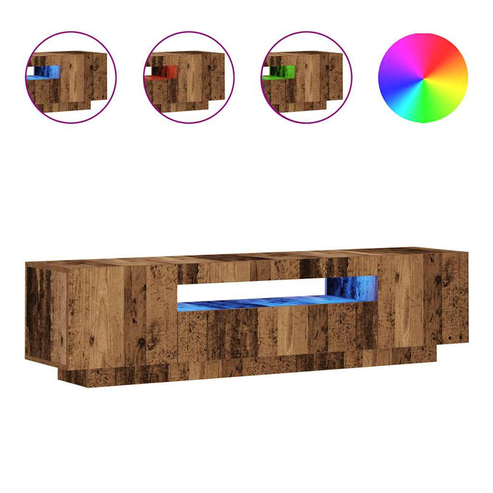 Dulap TV cu lumini LED lemn vechi 160x35x40 cm lemn prelucrat - WALTI WALTI