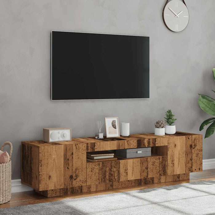 Dulap TV cu lumini LED lemn vechi 160x35x40 cm lemn prelucrat - WALTI WALTI