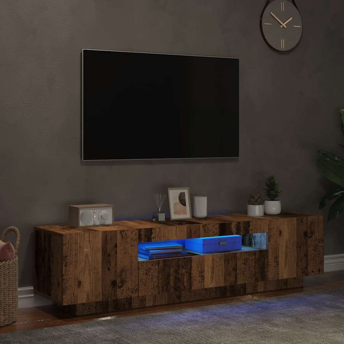 Dulap TV cu lumini LED lemn vechi 160x35x40 cm lemn prelucrat - WALTI WALTI