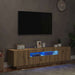 Dulap TV cu LED stejar artizanal 160x35x40 cm lemn prelucrat - WALTI WALTI