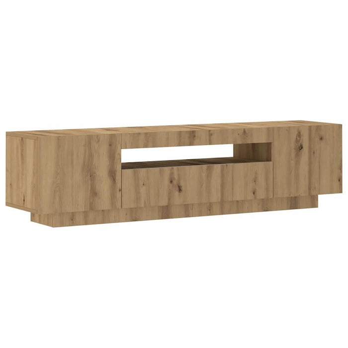Dulap TV cu LED stejar artizanal 160x35x40 cm lemn prelucrat - WALTI WALTI