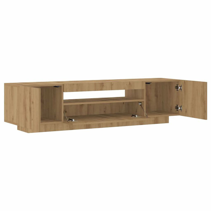 Dulap TV cu LED stejar artizanal 160x35x40 cm lemn prelucrat - WALTI WALTI