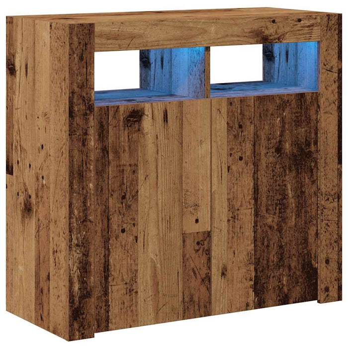 Dulap cu lumini LED, lemn vechi, 80x35x75 cm, lemn prelucrat - WALTI WALTI