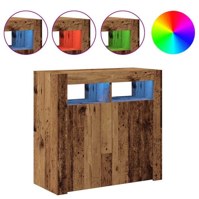 Dulap cu lumini LED, lemn vechi, 80x35x75 cm, lemn prelucrat - WALTI WALTI