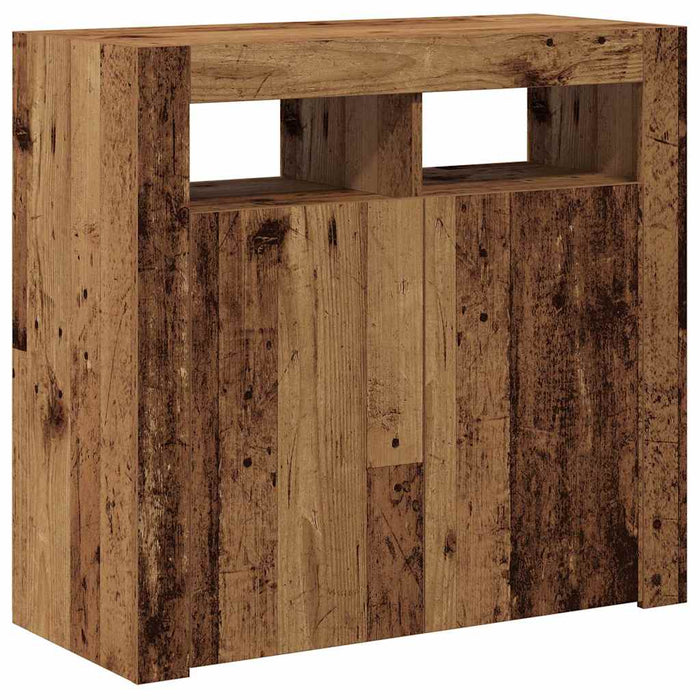 Dulap cu lumini LED, lemn vechi, 80x35x75 cm, lemn prelucrat - WALTI WALTI