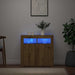 Dulap cu lumini LED stejar artizanal 80x35x75 cm lemn prelucrat - WALTI WALTI