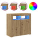 Dulap cu lumini LED stejar artizanal 80x35x75 cm lemn prelucrat - WALTI WALTI
