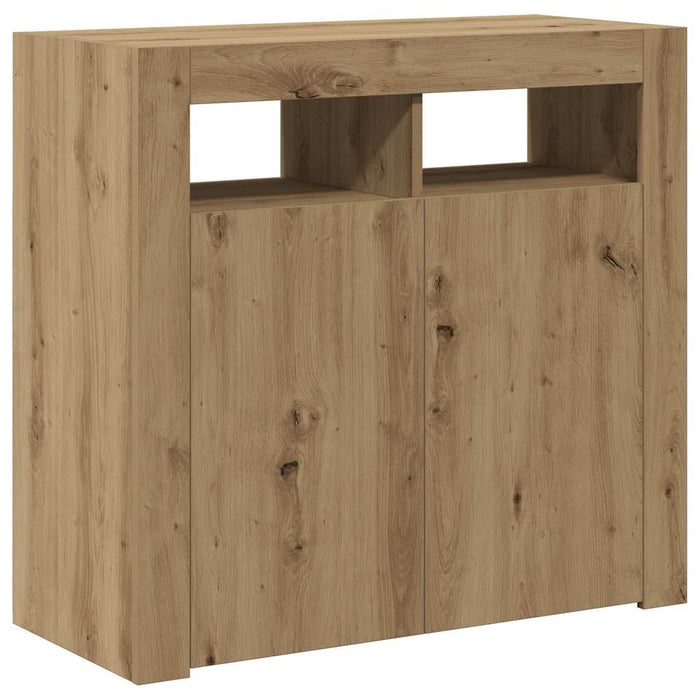 Dulap cu lumini LED stejar artizanal 80x35x75 cm lemn prelucrat - WALTI WALTI