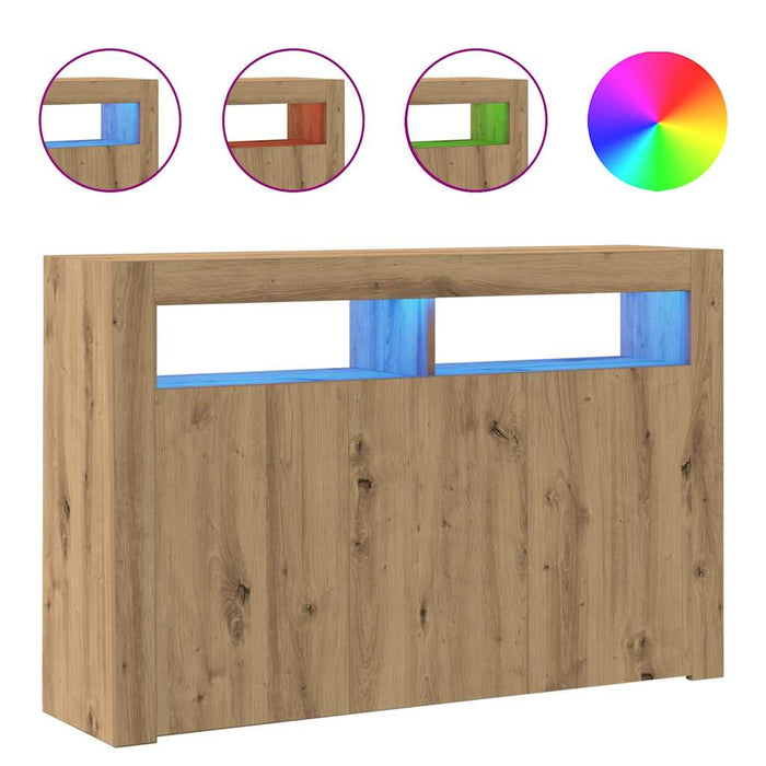 Dulap lumini LED stejar artizanal 115,5x30x75 cm lemn prelucrat WALTI