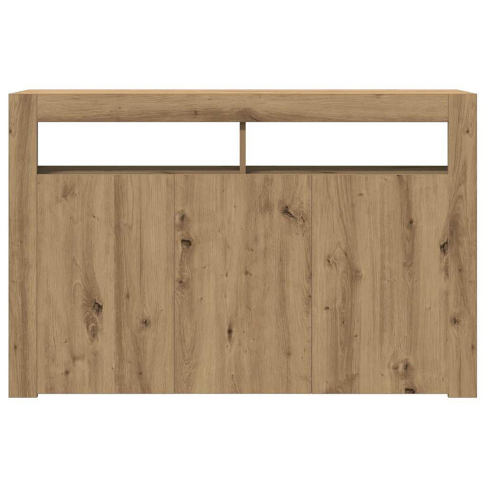 Dulap lumini LED stejar artizanal 115,5x30x75 cm lemn prelucrat WALTI