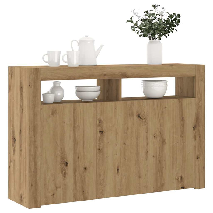 Dulap lumini LED stejar artizanal 115,5x30x75 cm lemn prelucrat WALTI