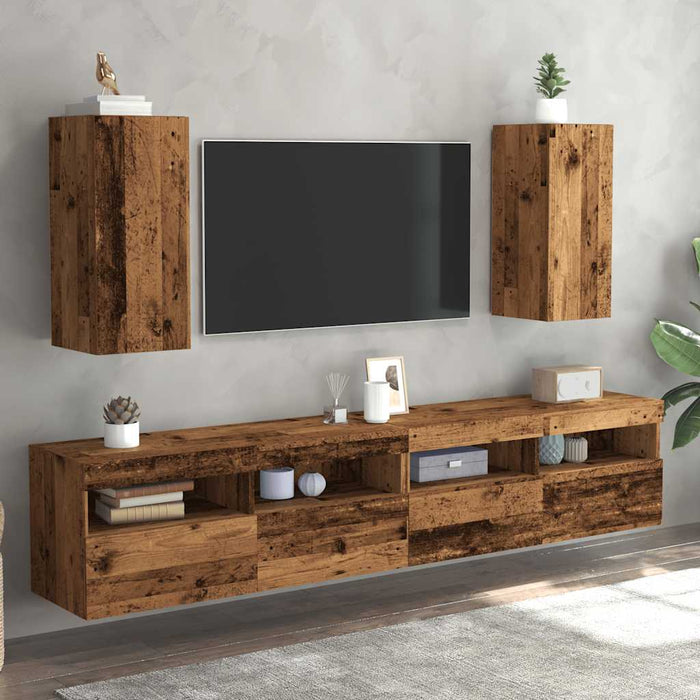 Dulapuri TV 2 buc., lemn vechi, 30,5x30x60 cm, lemn prelucrat WALTI