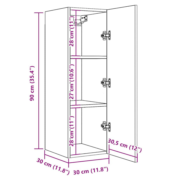 Dulap TV, lemn vechi, 30,5x30x90 cm, lemn prelucrat - WALTI WALTI