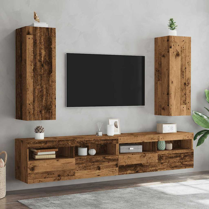 Dulapuri TV, 2 buc., lemn vechi, 30,5x30x90 cm, lemn prelucrat - WALTI WALTI
