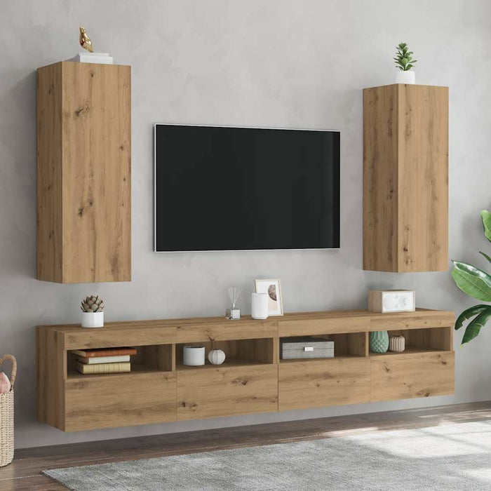 Dulapuri TV 2 buc. stejar artizanal 30,5x30x90cm lemn prelucrat - WALTI WALTI