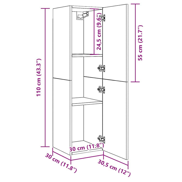 Dulap TV, lemn vechi, 30,5x30x110 cm, lemn prelucrat - WALTI WALTI