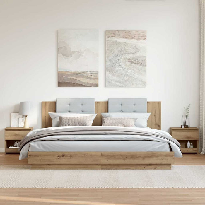 Noptiere 2 buc Stejar Artisan 40x30x39 cm Lemn prelucrat - WALTI WALTI