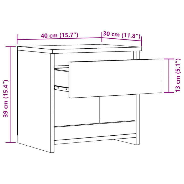 Noptiere 2 buc Stejar Artisan 40x30x39 cm Lemn prelucrat - WALTI WALTI