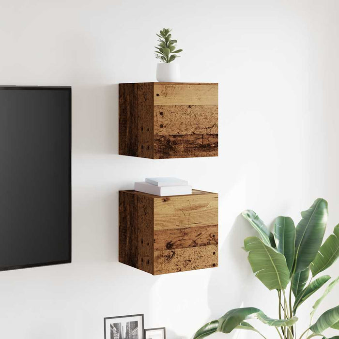 Dulapuri TV de perete, 2 buc., lemn vechi, 30,5x30x30 cm - WALTI WALTI