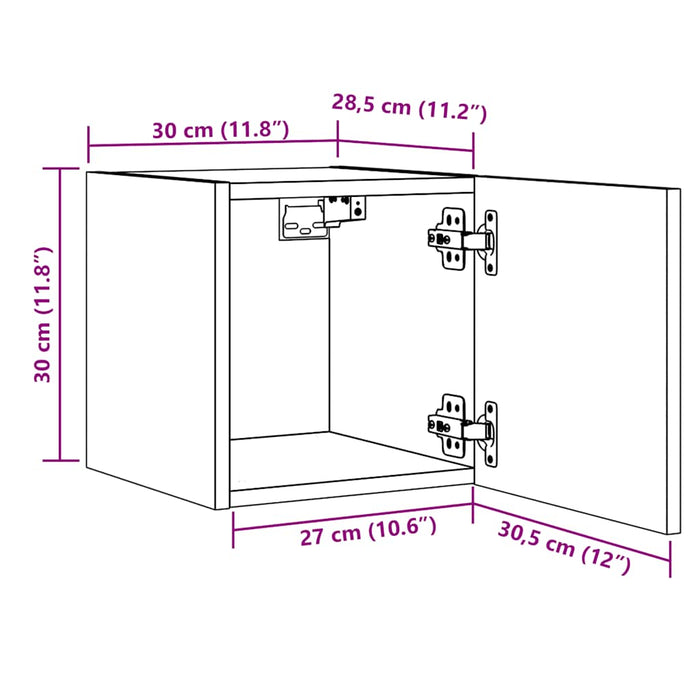Dulap TV montaj pe perete, stejar artizanal, 30,5x30x30 cm - WALTI WALTI