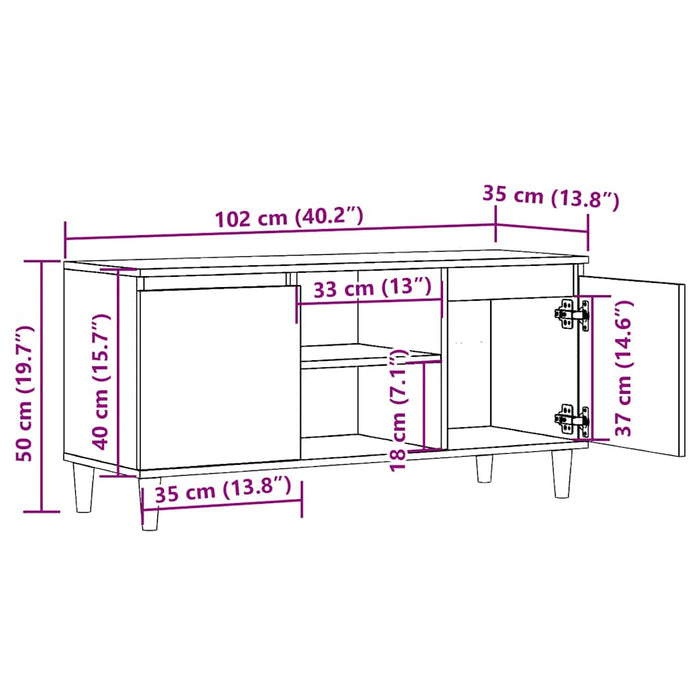 Dulap TV, lemn vechi, 102x35x50 cm, lemn prelucrat - WALTI WALTI