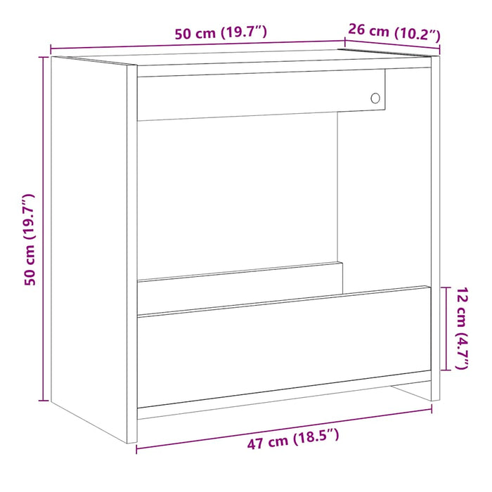 Masă laterală, stejar artizanal,50x26x50 cm, lemn prelucrat - WALTI WALTI
