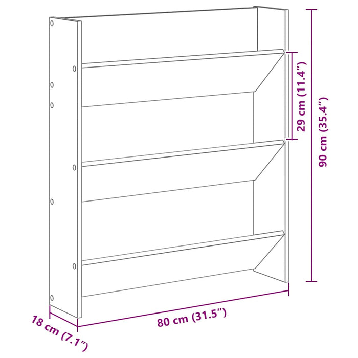 Pantofar de perete, lemn vechi, 80x18x90 cm, lemn prelucrat - WALTI WALTI