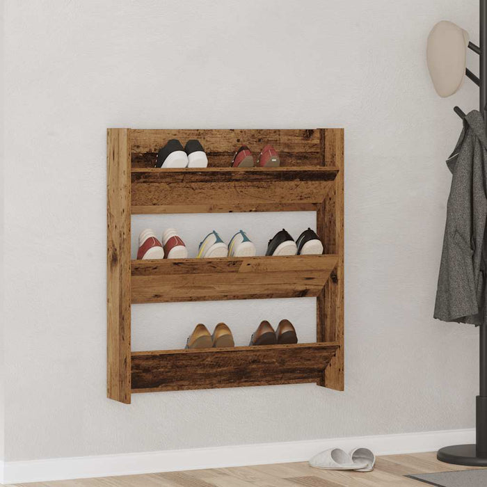Pantofar de perete, lemn vechi, 80x18x90 cm, lemn prelucrat - WALTI WALTI