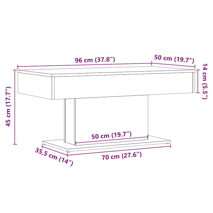 Masă de cafea stejar artizanal 96x50x45 cm lemn prelucrat - WALTI WALTI