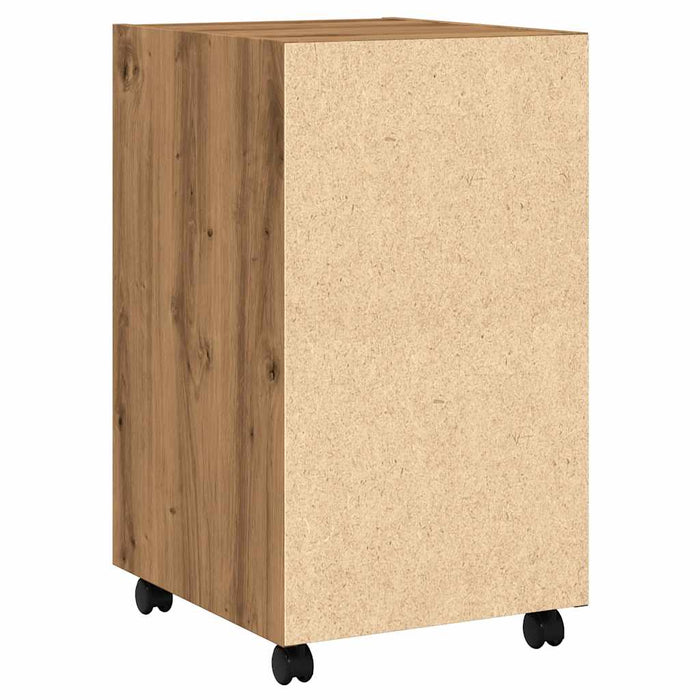 Dulap TV cu roți stejar artizanal 33x38x60 cm lemn prelucrat - WALTI WALTI
