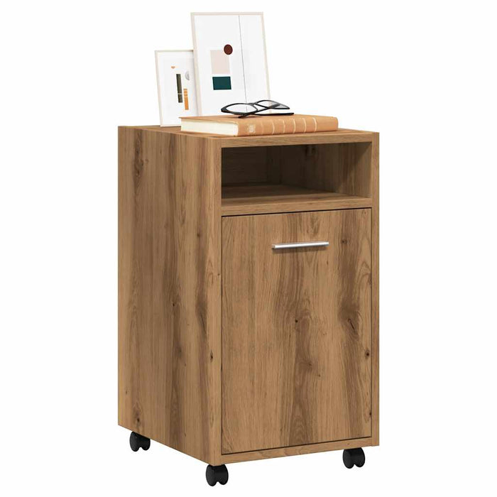 Dulap TV cu roți stejar artizanal 33x38x60 cm lemn prelucrat - WALTI WALTI