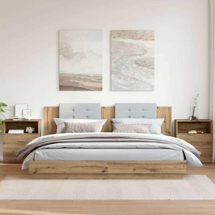 Noptiere, 2 buc., stejar artizanal, 50x32x60 cm, lemn prelucrat - WALTI WALTI