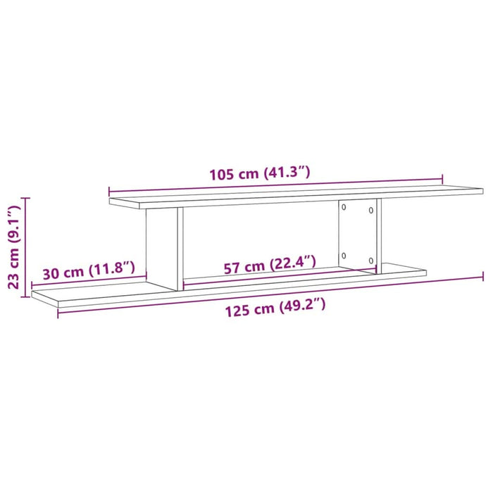 Raft TV cu montaj perete lemn vechi 125x18x23 cm lemn prelucrat - WALTI WALTI