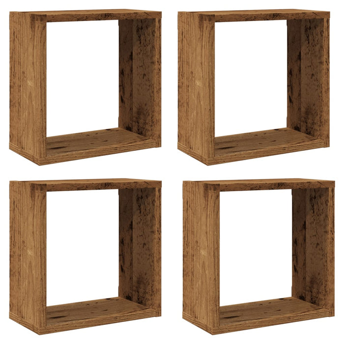 Rafturi de perete cub, 4 buc., lemn vechi, 30x15x30 cm lemn - WALTI WALTI
