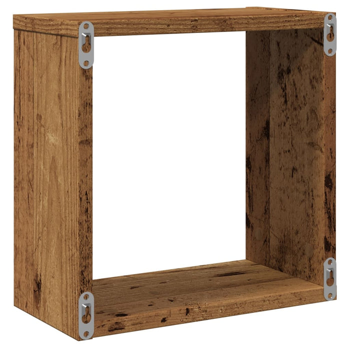Rafturi de perete cub, 4 buc., lemn vechi, 30x15x30 cm lemn - WALTI WALTI
