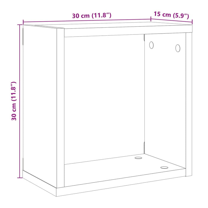 Rafturi de perete cub, 4 buc., lemn vechi, 30x15x30 cm lemn - WALTI WALTI