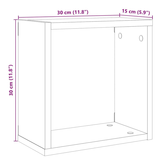 Rafturi de perete cub, 6 buc., lemn vechi, 30x15x30 cm lemn - WALTI WALTI