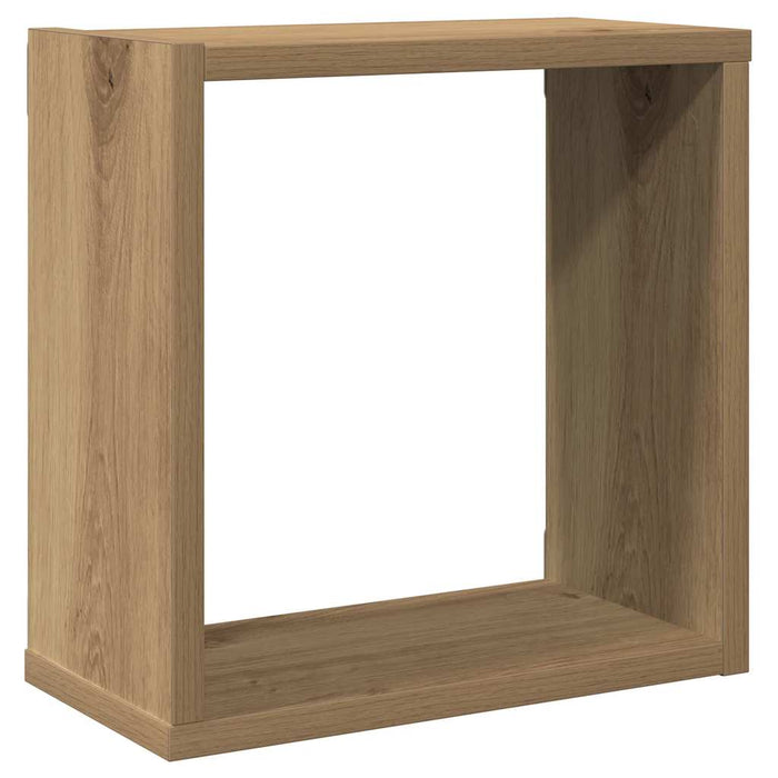 Rafturi de perete cub 2 buc. stejar artizanal, 30x15x30 cm lemn - WALTI WALTI