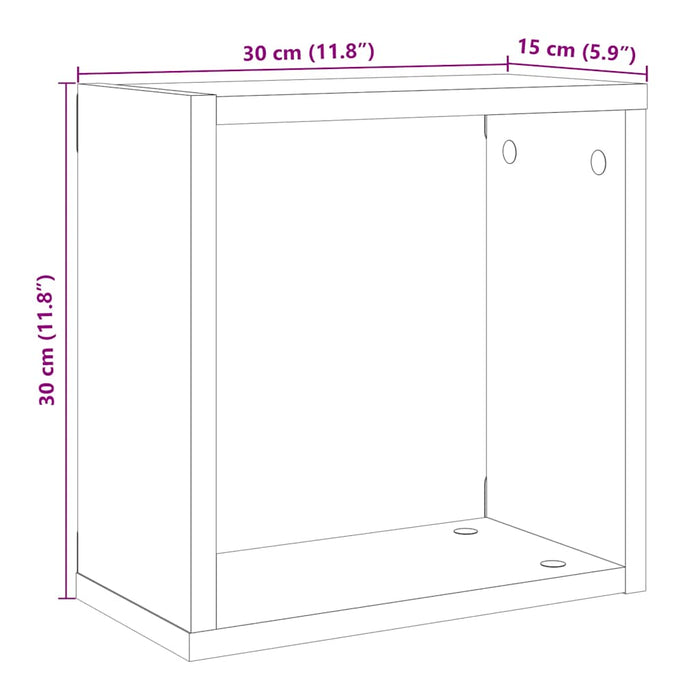 Rafturi de perete cub 2 buc. stejar artizanal, 30x15x30 cm lemn - WALTI WALTI
