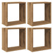 Rafturi de perete cub 4 buc. stejar artizanal, 30x15x30 cm lemn - WALTI WALTI