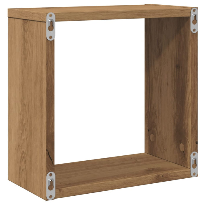Rafturi de perete cub 4 buc. stejar artizanal, 30x15x30 cm lemn - WALTI WALTI