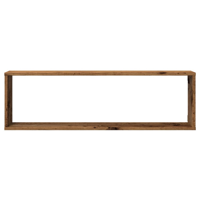 Rafturi de perete cub, 2 buc., lemn vechi, 100x15x30 cm, lemn - WALTI WALTI
