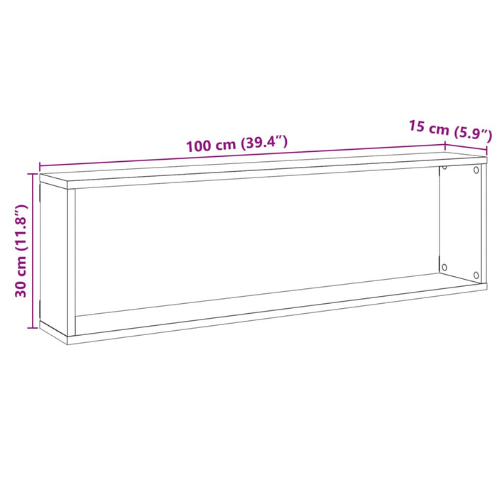 Rafturi de perete cub, 2 buc., lemn vechi, 100x15x30 cm, lemn - WALTI WALTI