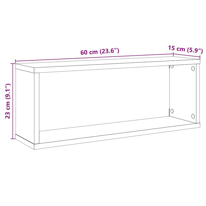 Rafturi de perete cub 2 buc. stejar artizanal, 60x15x23 cm lemn - WALTI WALTI