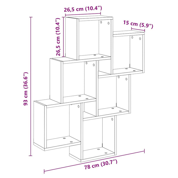 Raft de perete cub, lemn vechi, 78x15x93 cm, lemn prelucrat - WALTI WALTI