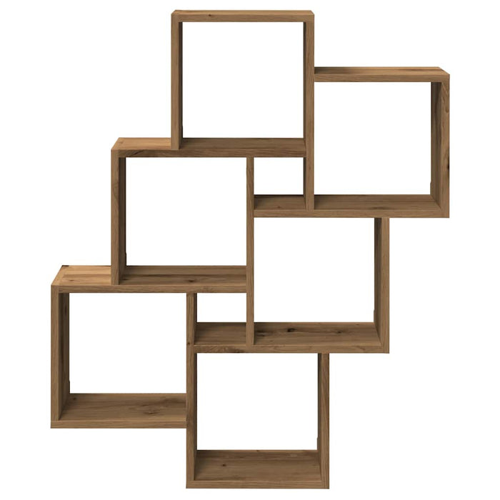 Raft perete cub, stejar artizanal, 78x15x93 cm, lemn prelucrat - WALTI WALTI