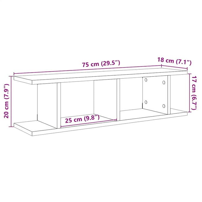 Rafturi de perete 2 buc. lemn vechi 75x18x20 cm, lemn prelucrat - WALTI WALTI