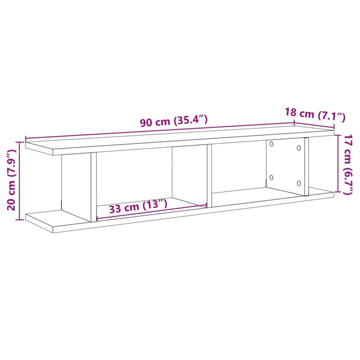 Rafturi perete, 2 buc., lemn vechi, 90x18x20 cm, lemn prelucrat WALTI