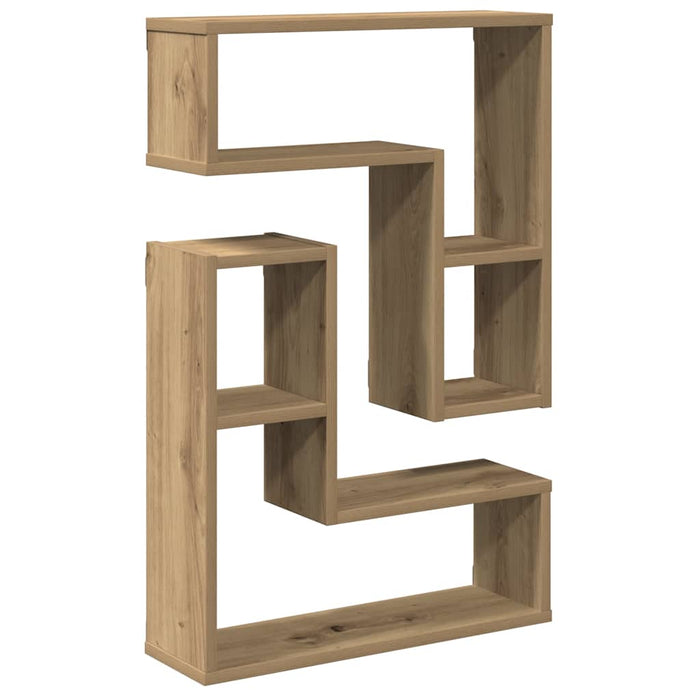 Rafturi de perete cub 2 buc. stejar artizanal, 50x15x50 cm lemn - WALTI WALTI