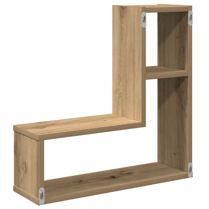 Rafturi de perete cub 2 buc. stejar artizanal, 50x15x50 cm lemn - WALTI WALTI